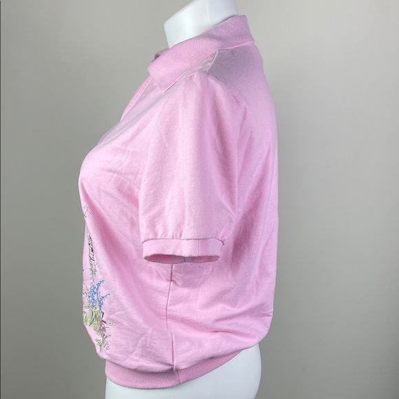 Vintage Alfred Dunner Short Sleeve Sweatshirt Floral Embroidered - Picture 2 of 9